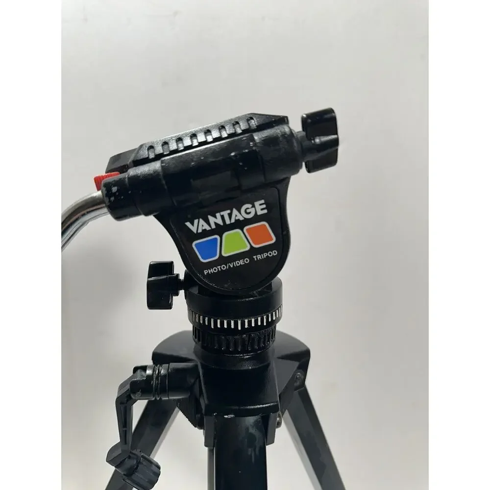VANTAGE Photo & Video Camera Tripod Vintage Black w Elevator Weight Adjust‎